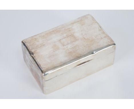 GEORGE V ENGINE TURNED SILVER CLAD TABLE CIGARETTE CASE, by Walker and Hall, of typical form, 2 1/4" (5.7cm) high, 5 1/2" x 3