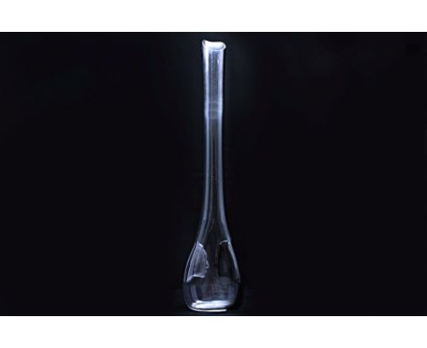 A RIEDEL 'BLACK TIE FACE TO FACE' GLASS DECANTER Of slender tapering form, the base with two profile silhouettes, signed to b