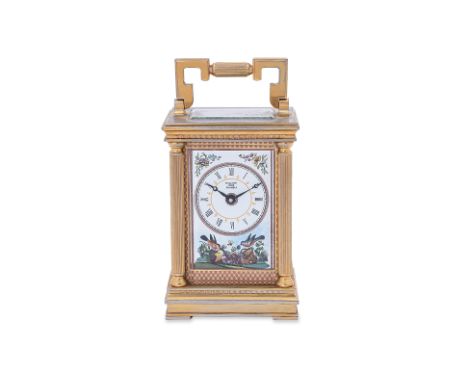 A HALCYON DAYS LIMITED EDITION ENAMEL CARRIAGE CLOCK
Number 1 from the edition of 25, 1995, architectural gilt metal case, th