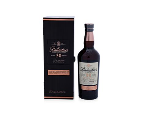 BALLANTINE'S 30 YEAR BLENDED SCOTCH WHISKY
1 Bottle, with presentation box (1x70cl)
Condition: For a condition report or furt