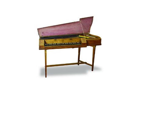 A 'lying harp' piano possibly by Johann Matthäus Schmahl, circa 1780 The cherry panelled case raised on a later trestle stand