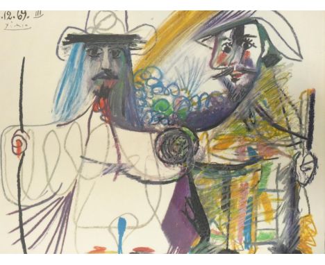 After Pablo Picasso (1881-1973), a framed and glazed coloured lithograph, 16.12.69 III, facsimile signature top left. 50x58cm