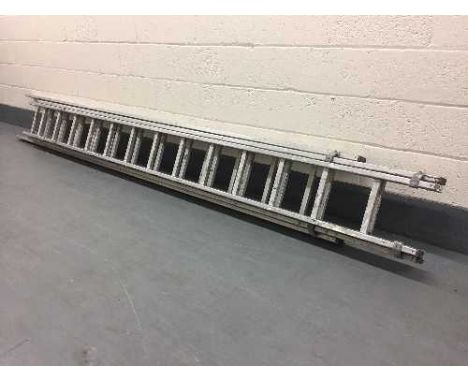 An aluminium extension ladder