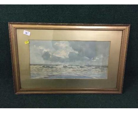 A. Davis : Seascape with Seagulls and Sailing Boats on the Horizon, watercolour, signed, dated 1899, 24 cm x 49 cm, framed.  