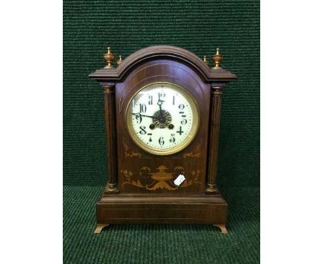 An Edwardian inlaid mahogany eight day bracket clock 