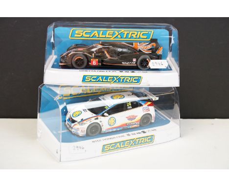 Two cased Scalextric slot cars to include C4264 Ginetta G60 LT P1 Silverstone 4 Hours 2019 and  C4210 Honda Civic Type R NGTC