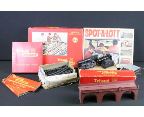 Group of Triang OO gauge model railway to include 3 x locomotives featuring Princess Elizabeth, boxed R146 Modern Engine Shed