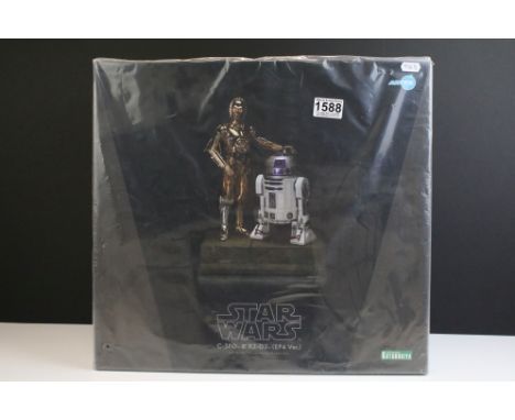 Star Wars - Boxed 1/7 scale ArtFX Kotobukiya C-3PO &amp; R2-D2 (EP4 Ver.) pre-painted model kit, sealed and ex, in protective