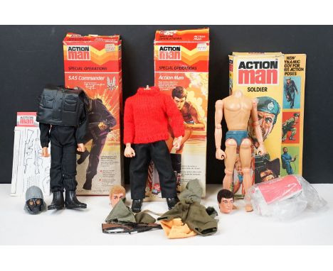 Action Man - Three boxed Palitoy Action Man figures to include 2 X Special Operations (SAS Commander and Action Man) and Sold