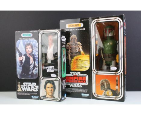 Star Wars - Two original boxed Kenner Large Size Action Figure featuring Han Solo and Boba Fett, boxes showing edge wear and 