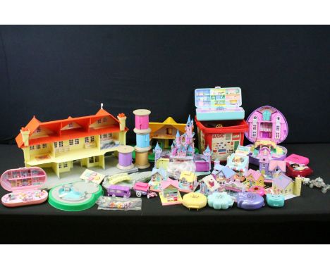 Collection of various Bluebird Polly Pocket sets and village sets to include Wonderful Wedding Party, Stampin School, Cindere