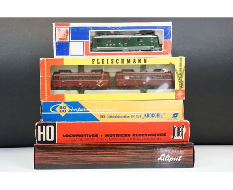 Five boxed HO gauge locomotives to include Liliput 1045 Mallard, Roco 4149A, Fleischmann 4400 and 2 x Jouef (8856 and 8255), 