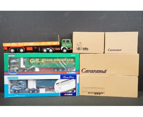 Six boxed 1/50 scale heavy haulage diecast models to include 2 x Corgi ltd edn models featuring CC12809 Longthornes Of Hebden