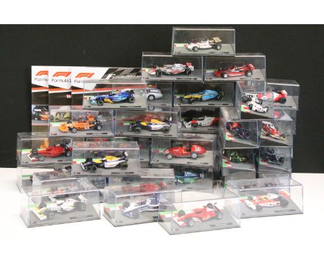 38 Boxed Panini 1/43 Formula 1 diecast model cars to include Mario Andretti's 1978 Lotus 79, Miks Hakkinem's 1999 McLaren MP 