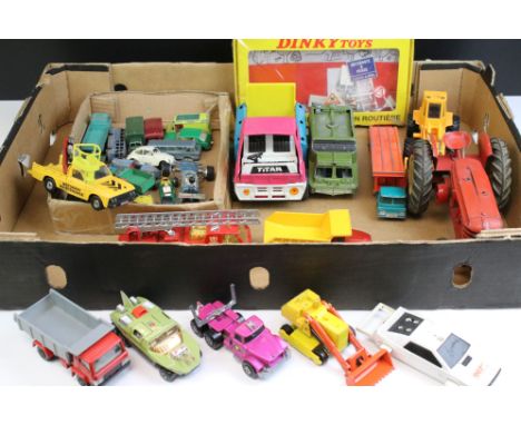 Quantity of playworn diecast models featuring Dinky, Dinky Dublo, Matchbox Series, Corgi, etc to include 63 Service Ambulance