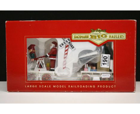 Boxed The Original Bachmann Big Haulers G scale 96241 GG Christmas Hand Car #2 w/ Santa, Elf &amp; PKGS 