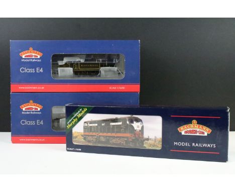 Three boxed Bachmann OO gauge locomotives to include Murphy Models MM0190 Class 181 CIE Black/orange 190SA weathered, 35076K 