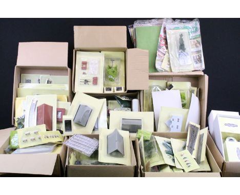 Collection of Hatchette Your Model Railway Village accessories to include scenery, figures, trackside buildings and track (9 
