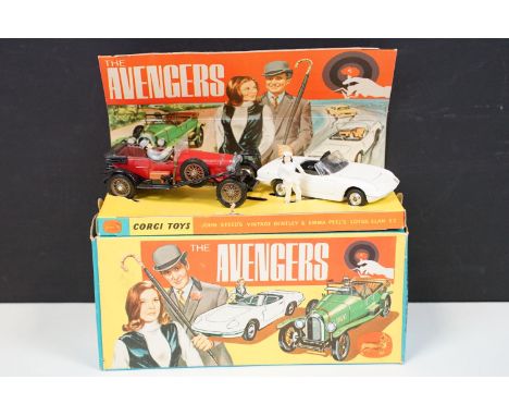 Boxed Corgi Gift Set 40 The Avengers diecast model set, with both Vintage Bentley and Lotus Elan S2 models, Emma Peel and Joh