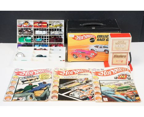 Mattel Hot Wheels Collector's Race Case with 14 x 60s Hot Wheels diecast models and 9 x Matchbox diecast models plus 1 x Sizz