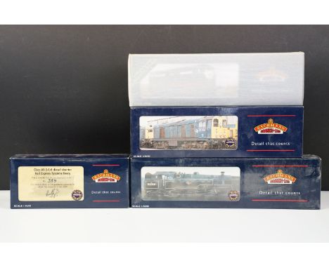 Four boxed Bachmann OO gauge locomotives to include MM0143 Class 141 IR Orange 143, 32350 Standard Class 4MT Tank 80061 BE e/