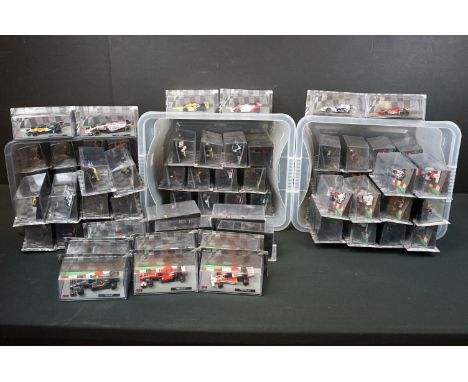 73 Sealed Panini 1/43 Formula 1 diecast model cars featuring Bruno Giacomelli's 1979 Alfa Romeo 177, John Surtess's 1967 Hond