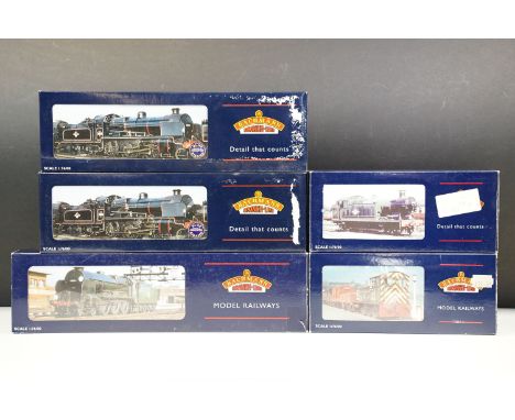 Five boxed Bachmann OO gauge locomotives to include 31408 Lord Nelson Class 30850 Lord Nelson BR green early emblem, 31341 04