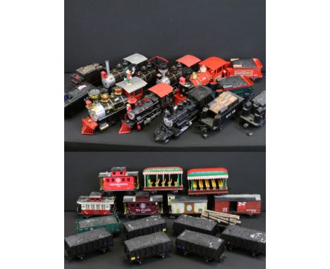 Collection of G scale plastic model railway mainly featuring Scientific Toys to include locomotives and rolling stock, Walter