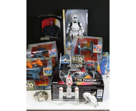 Star Wars - Six boxed Star Wars figures / vehicles featuring 3 x Galoob Micro Machines (Tie Bomber, Tie Interceptor and Tie F