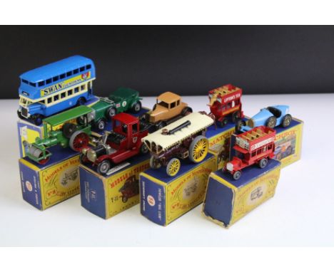 Nine boxed Matchbox Models of yesteryear diecast models to include Y5 1929 Leyland Titan, Y11 1912 Packard Landaulet, Y11 Ste