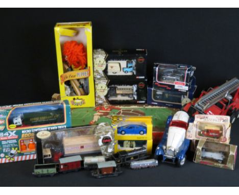 Collection of diecast, puppets, trains and games to include 10 x boxed diecast models (4 x Corgi Guinness models, 1 x Corgi 0