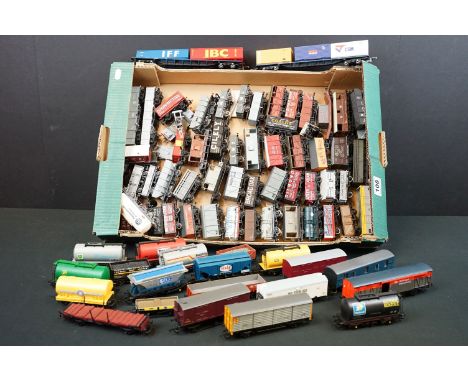 80 OO gauge items of rolling stock to include wagons, vans and tankers to include Hornby, Ratio, Bachmann etc 