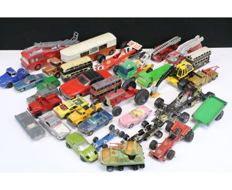 Around 30 play worn diecast models from the 1960s onwards to include Triang Spot On, Corgi, Lonestar, Dinky, Solido, Polistil