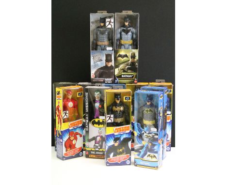 12 Boxed Mattel DC Comics Action Figures featuring 3 x Batman (CDM63 Batman and 2 x CKK34 Batman), 2 x Batman Missions Truemo
