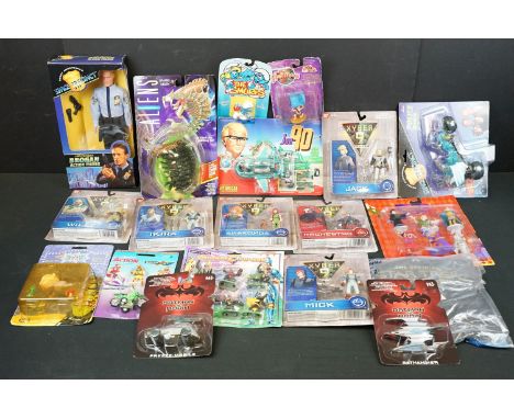 18 Boxed / carded figures to include Vivid Imaginations Gerry Anderson's Space Precinct 2040 Lieutenant Brogan and Police Bik