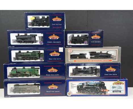 Eight boxed Bachmann OO gauge locomotives to include 32152 N Class 31813 BR Lined black l/crest, 31407 Lord Nelson 856 Lord S