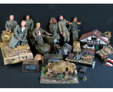 Quantity of German army related toys to include various Action man figures in German uniforms, Cherilea Toys motorbike and si
