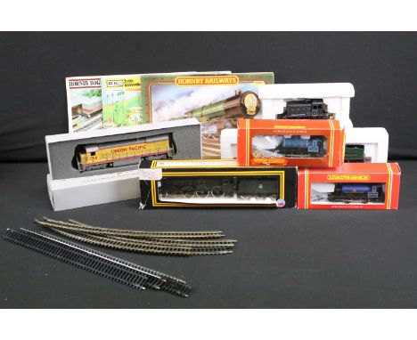 Four boxed OO / HO gauge locomotives to include Bachmann Plus 31102 B 23-7 Diesel Union Pacific #124, 2 x Hornby (R057 Caledo