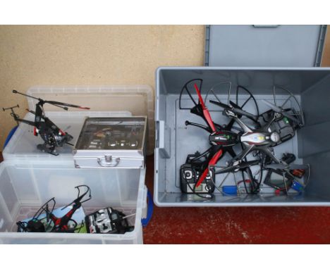 Radio Control - Collection of eight R/C helicopters / drones to include Flying Gadgets X-Cam Quadcopter Drone, YD-911 Militar
