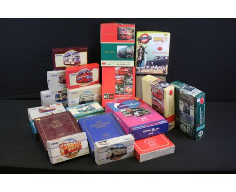 20 Boxed diecast model buses and sets to include 9 x EFE Exclusive First Editions, 1 x Corgi Omnibus Tamar Link and 11 x Corg