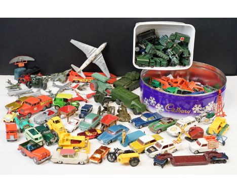 Large collection of mid 20th C play worn diecast models to include Dinky, Matchbox Lesney, Corgi etc featuring Corgi Citroen 