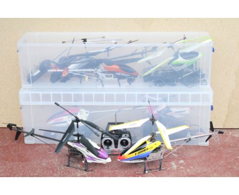 Radio Control - Collection of eight R/C helicopters to include Double Horse 9101, T-Series T-23, T-Series T-34, Double Horse 