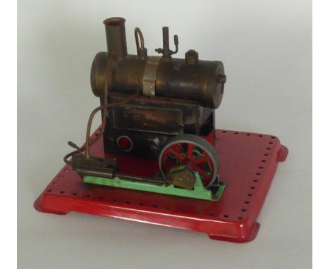 MAMOD SPIRIT FIRED STATIONARY STEAM ENGINE driving a piston wheel