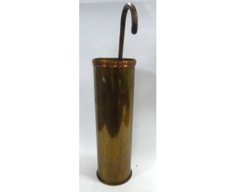 *BRASS SHELL CASE UMBRELLA STAND with a SINGLE WALKING STICK