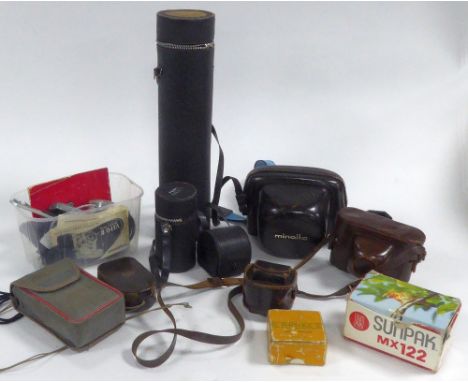 MINOLTA SRI ROLL-FILM CAMERA together with a VOIGTLANDER VITO B ROLL-FILM CAMERA, TELEPHOTO and OTHER LENSES, LIGHT METERS an