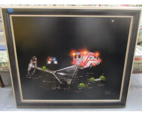 Goddard - a limited edition giclee print on canvas, signed to the bottom right Godard, 37 x 30 1/2, framed, A/F