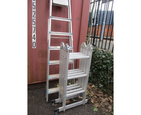 Two folding aluminium step ladders