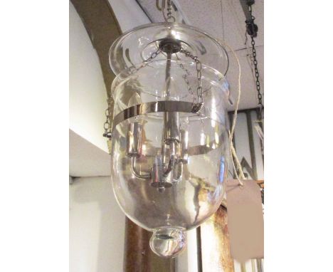 HANGING GLASS HALL LANTERN, approx 49cm H.