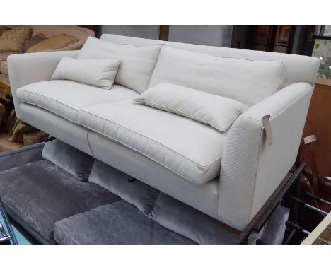 SOFA, in cream Zoffany fabric, 102cm x 76cm H x 230cm.