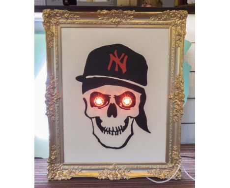 'NY YANKE STARING AT YOU!', by Bee Rich, bespoke light up picture, 110cm x 90cm, framed.